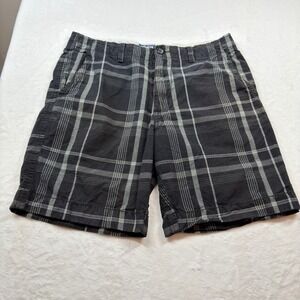 American Eagle Plaid Shorts Mens 36 Black Grey Excellent Cotton 0666056902